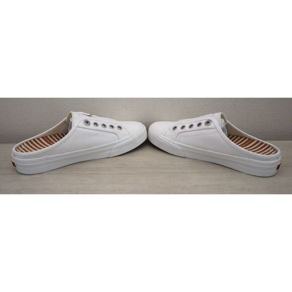 Taos 13666 Women's Sz 6M White Ez Soul Canvas Slip-On Lace-Less Mule Shoes - Picture 9 of 11